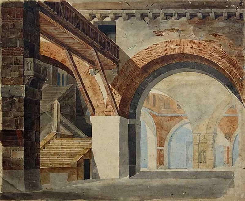 Manuel de Araújo Porto - Alegre, Schizzi per uno scenario, Museu de Arte do Rio Grande do Sul Ado Malagoli, Porto Alegre